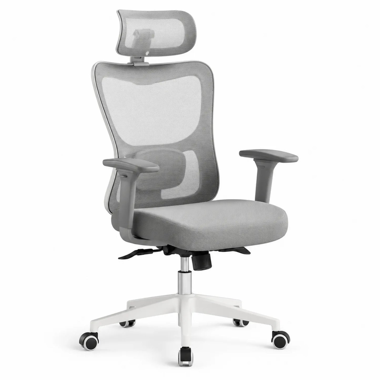 Krzesło biurowe ergonomiczne z siatki z regulacją szare