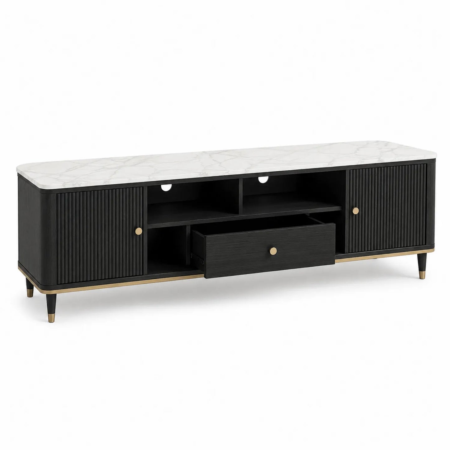 Szafka RTV z płyty MDF z blatem marmurowym 200x45x50 cm