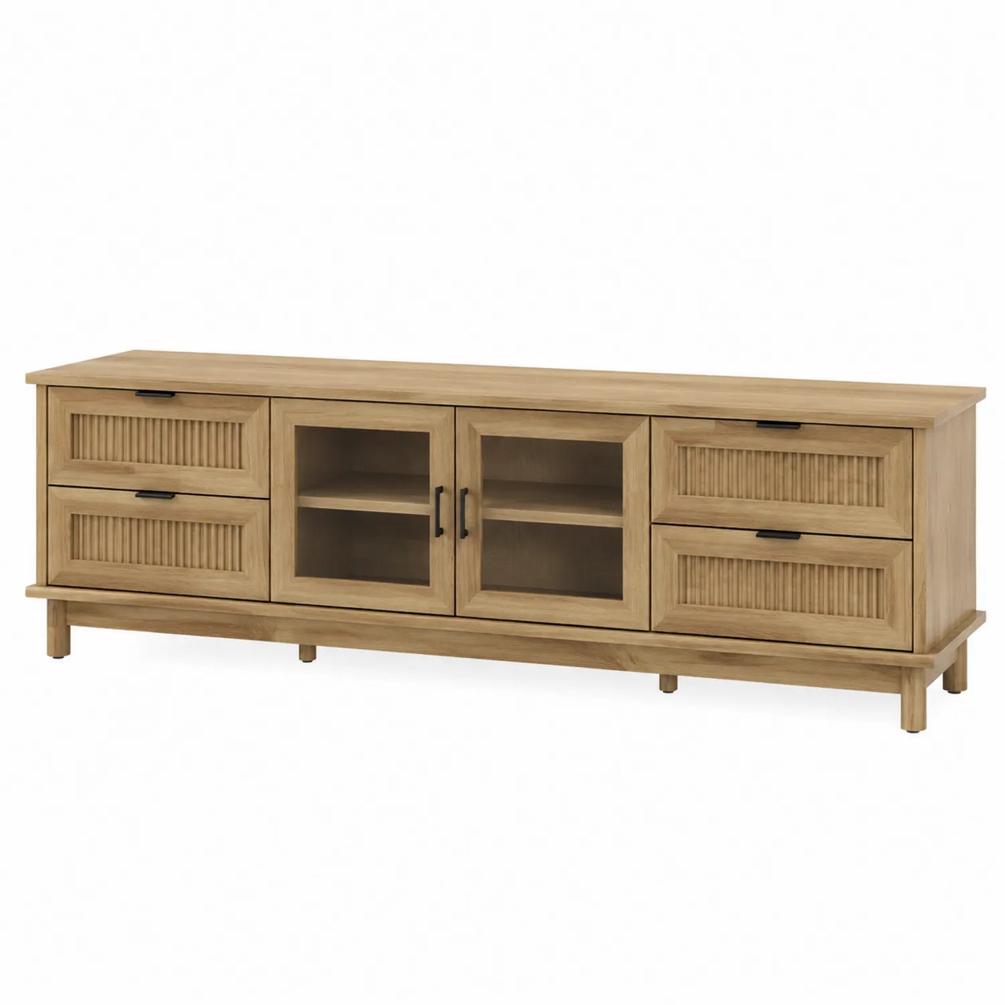 Szafka RTV drewniana z drzwiami szklanymi dąb 150x40x50 cm