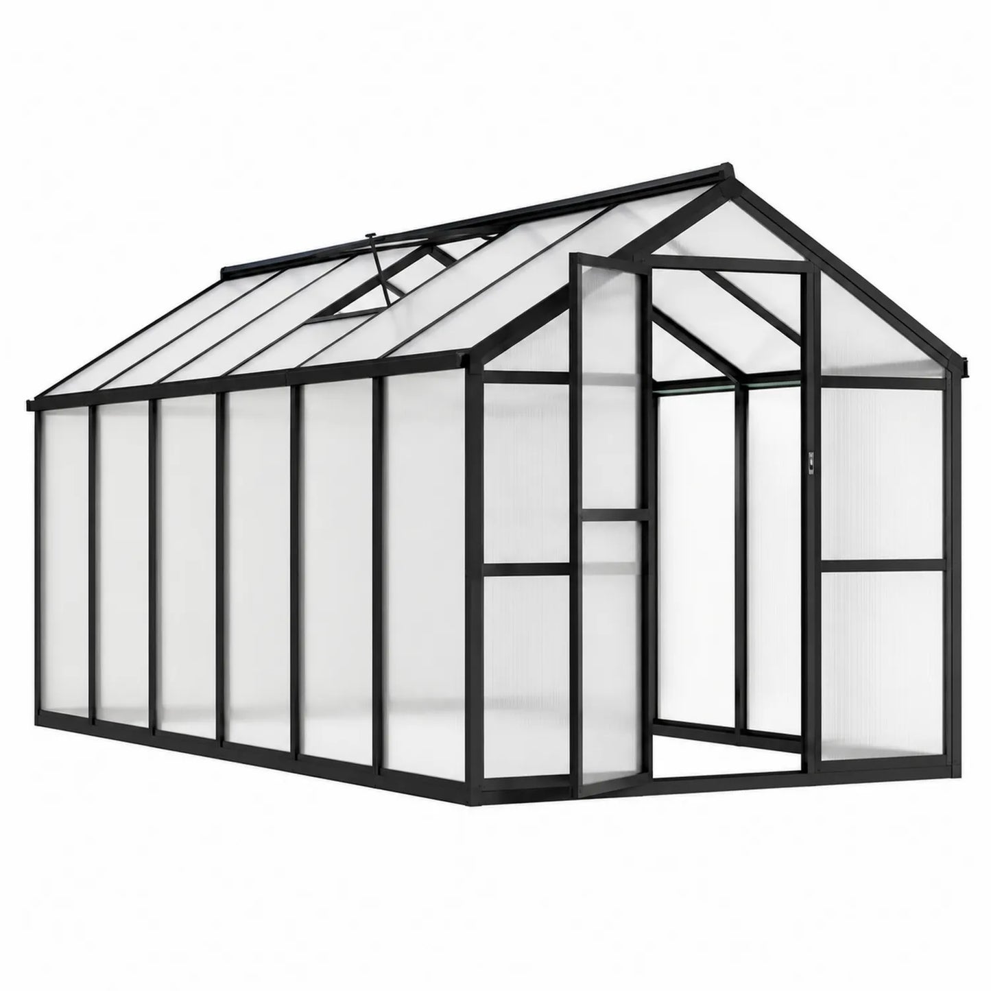 Szklarnia ogrodowa aluminiowa panele poliwęglanowe czarna 250x300 cm