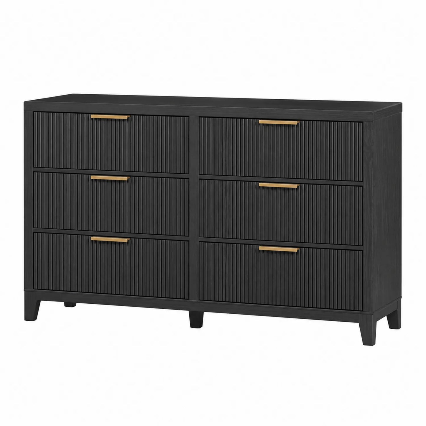 Komoda z 6 szufladami drewno sosnowe czarna 120x40x80 cm