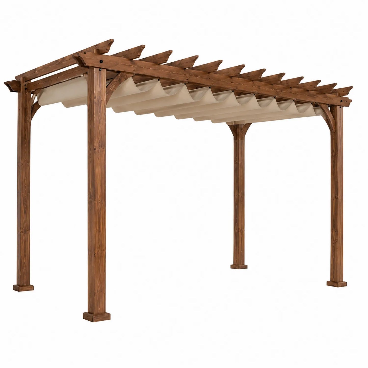 Drewniana pergola ogrodowa z tkaniną akrylową 300x400 cm Brązowy