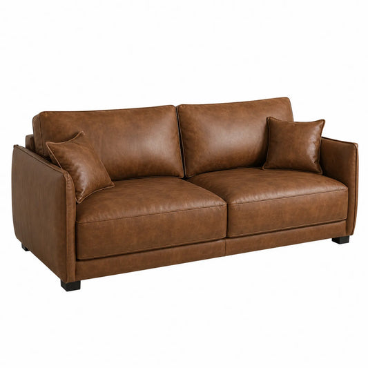 Sofa 3-osobowa z brązowej ekoskóry 220x100x90 cm