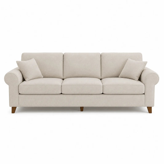 Sofa 3-osobowa, tkanina, beżowa, 220 cm