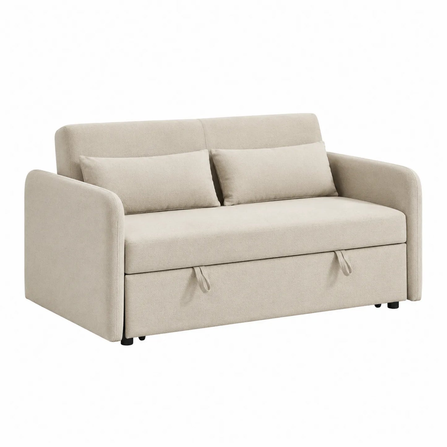 Sofa rozkładana z funkcją spania tkanina beżowa 200 cm