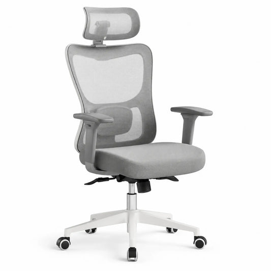 Krzesło biurowe ergonomiczne z siatki z regulacją szare