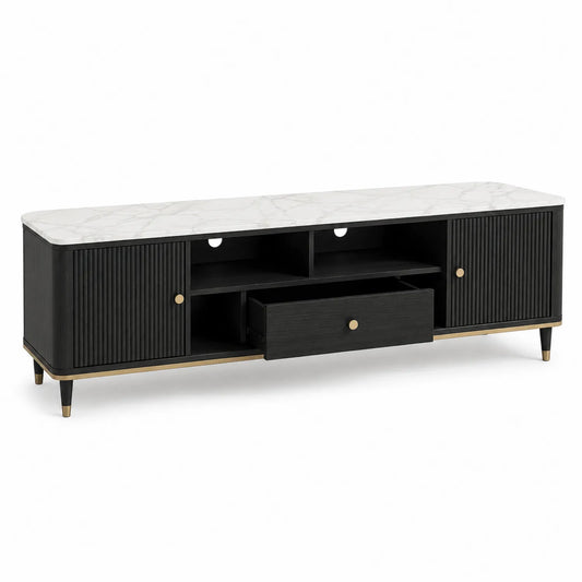 Szafka RTV z płyty MDF z blatem marmurowym 200x45x50 cm