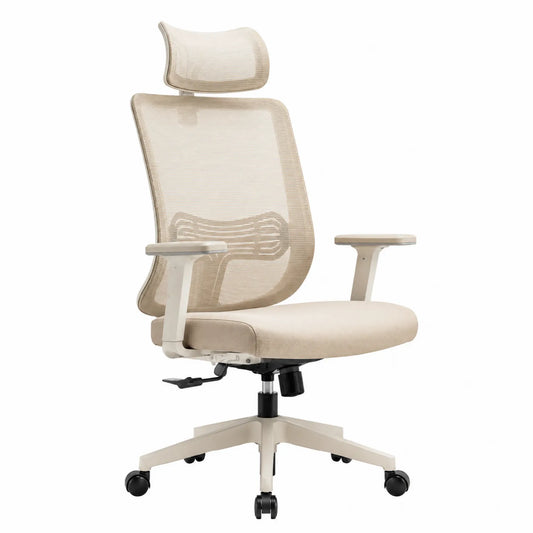 Ergonomiczne krzesło biurowe z siatki beżowe