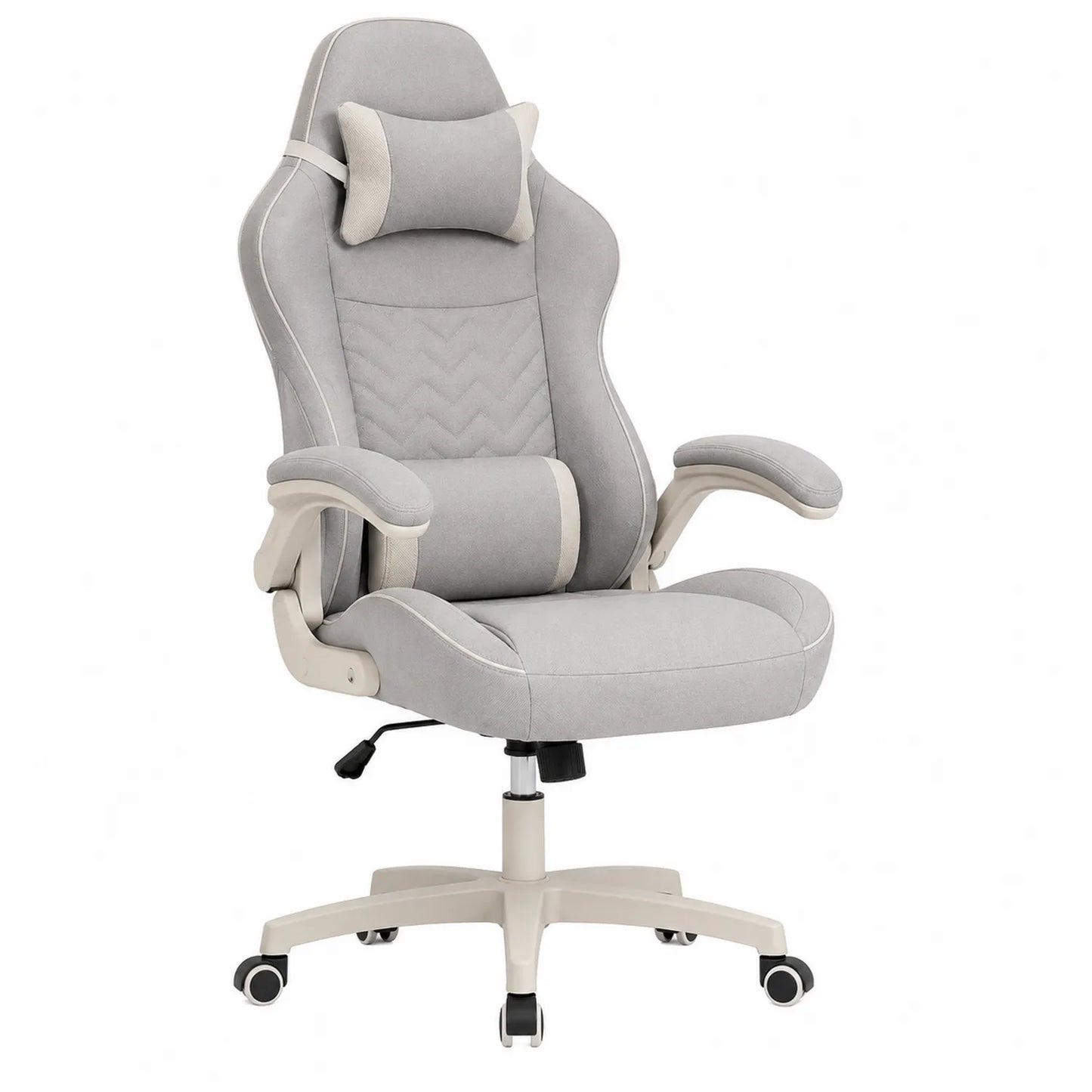 Krzesło biurowe ergonomiczne z tkaniny szare z funkcją obrotu i regulacją