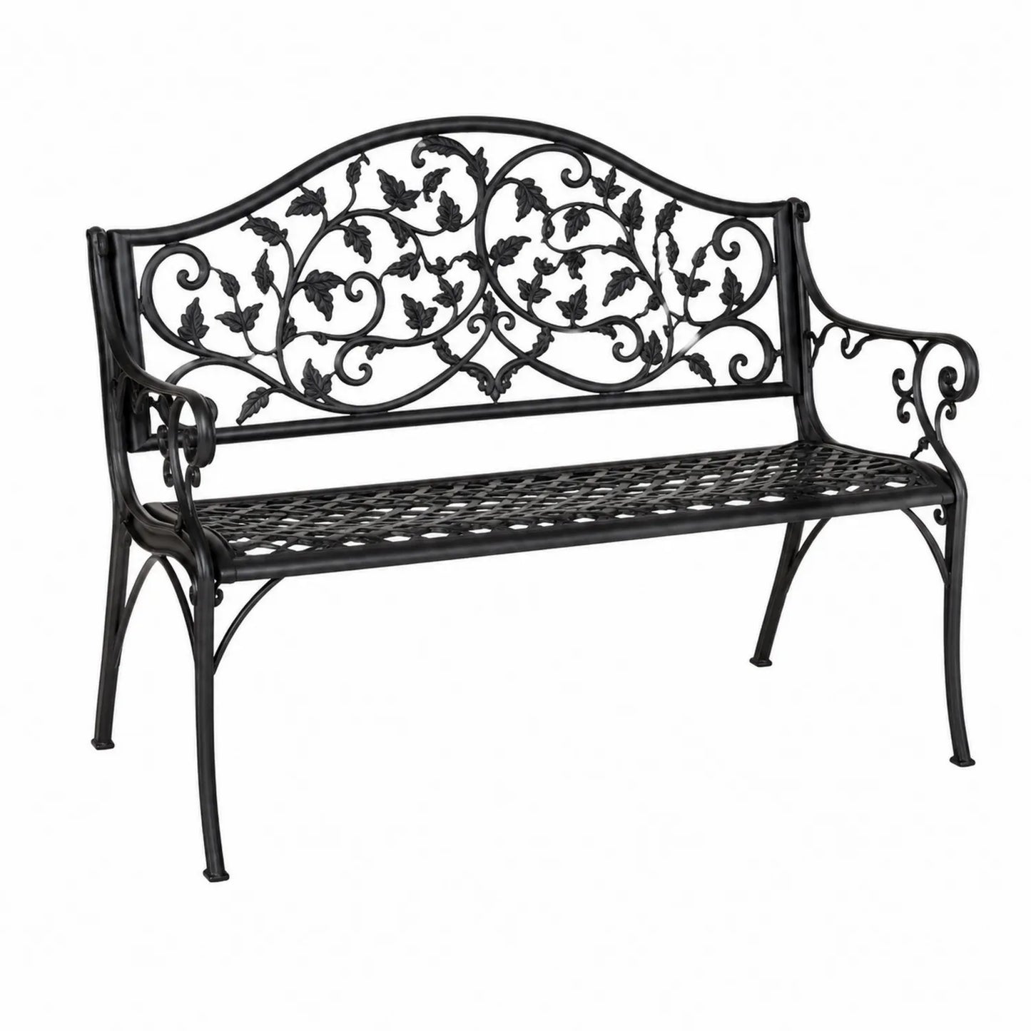 Metalowa ławka ogrodowa czarna 125 cm