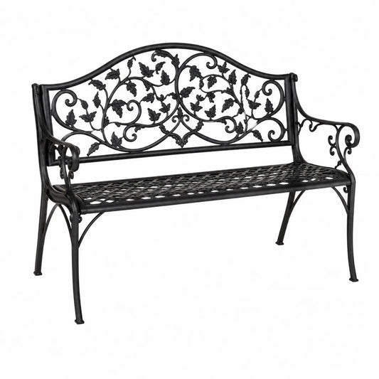 Metalowa ławka ogrodowa czarna 125 cm