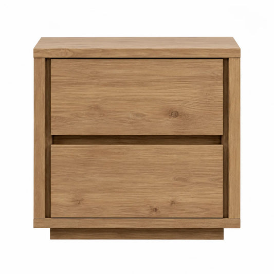 Szafka nocna drewniana dąb naturalny 2 szuflady 50x40x45 cm