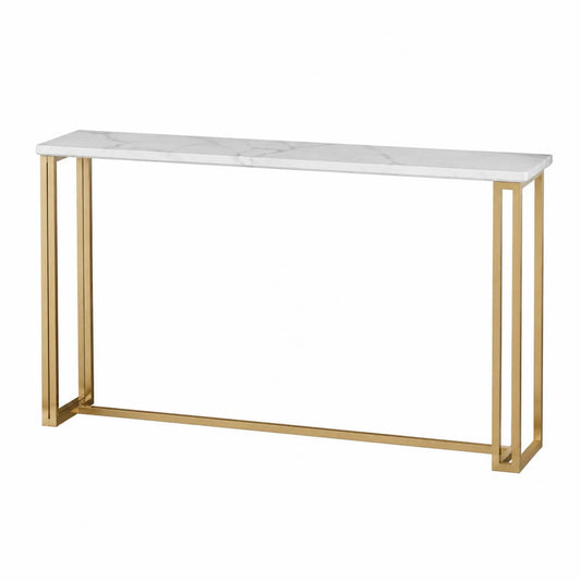 Konsola marmurowa biały/złoty 120x30x75 cm