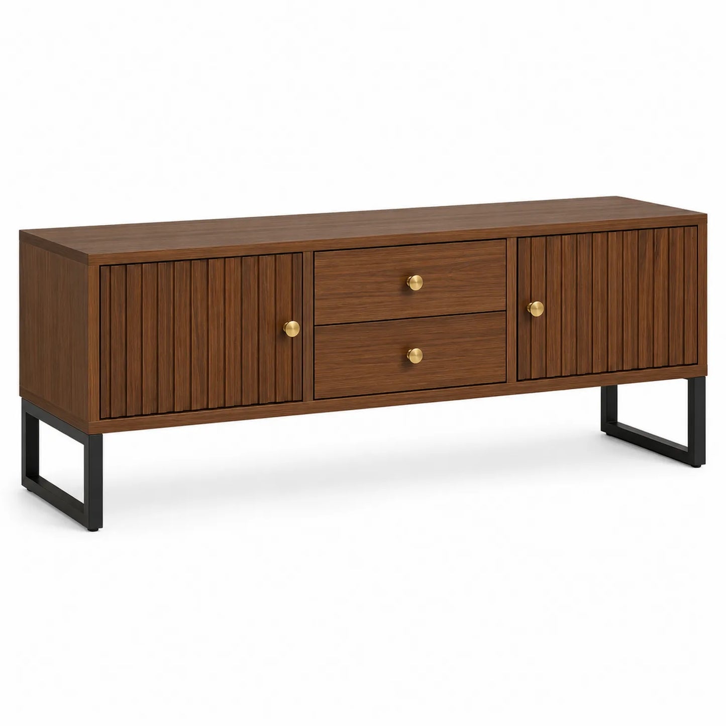 Szafka RTV drewniana orzechowa z metalowymi nóżkami 120x40x50cm