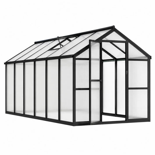 Szklarnia ogrodowa aluminiowa panele poliwęglanowe czarna 250x300 cm