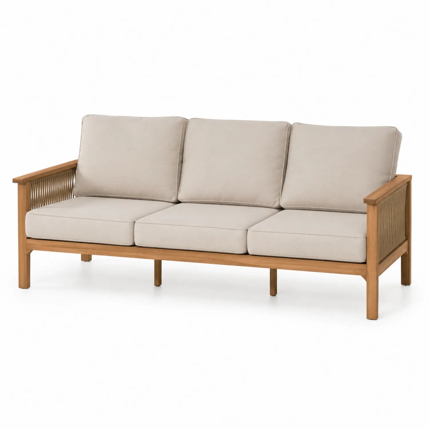 Sofa ogrodowa z drewna teak z poduchami z poliestru, 210x75x85 cm