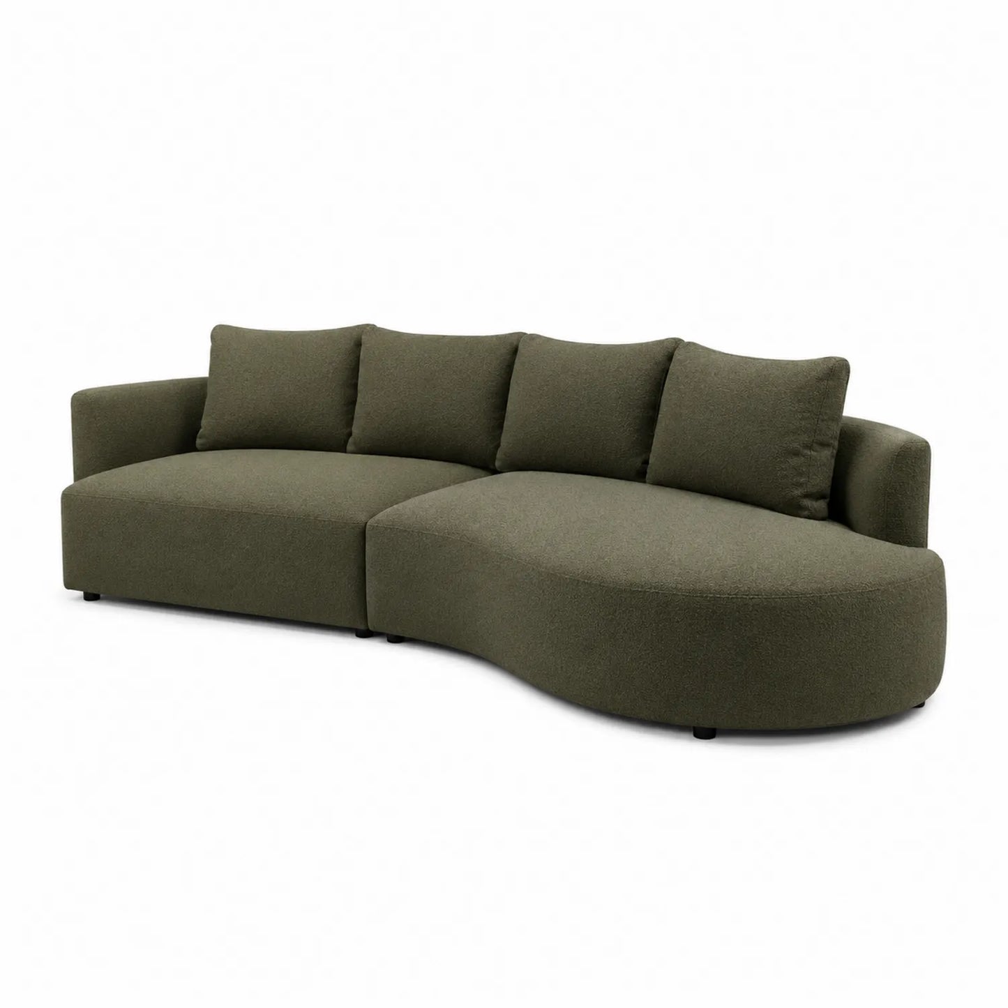 Sofa materiałowa zakrzywiona 300 cm Zielony
