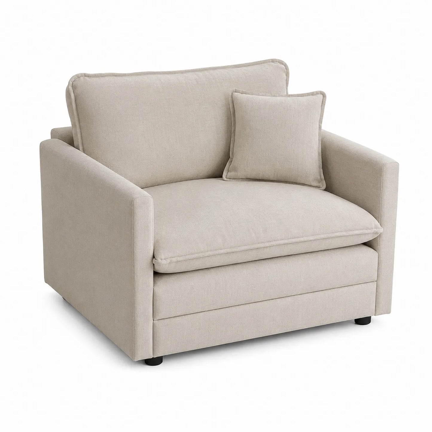Sofa tapicerowana beżowa z poduszką, 110cm x 90cm x 85cm