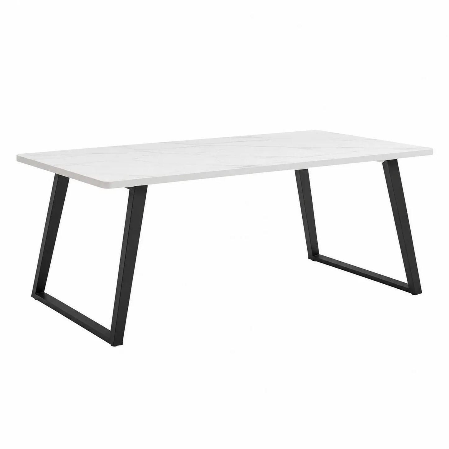 Stół jadalniany prostokątny z marmurowym blatem i czarnymi nogami stalowymi 200x90 cm